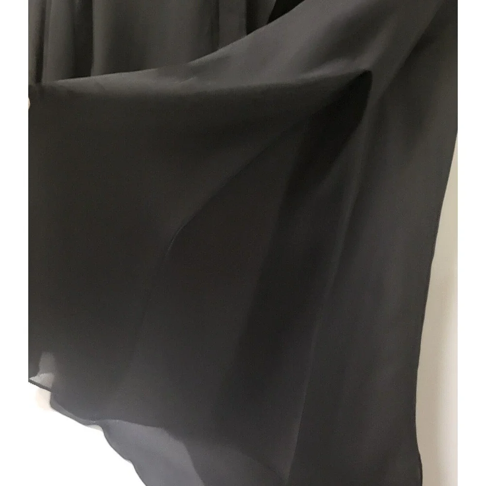 Vintage,La Palapa, Black Chiffon Asymetric Women's Top, Bell Sleeves, Size M USA - Picture 6 of 8